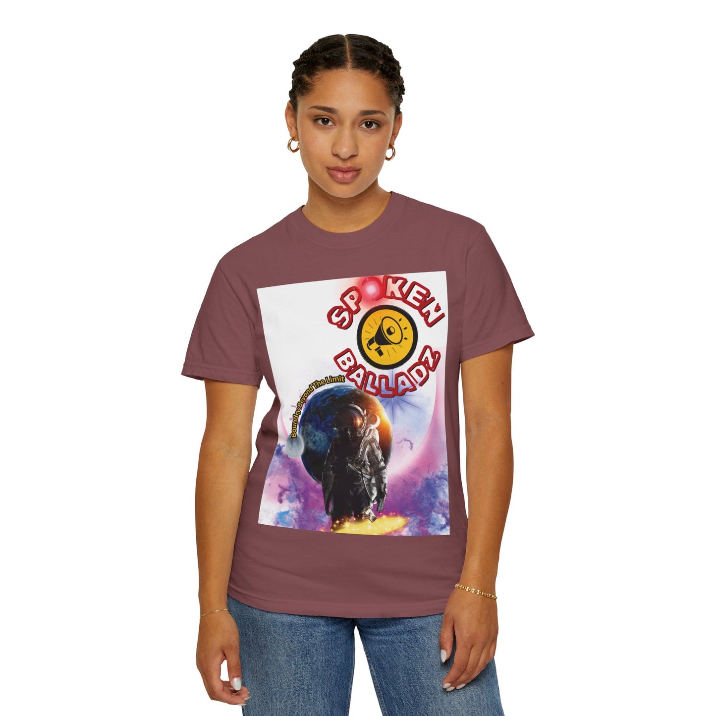 Spoken Balladz Unisex Garment-Dyed 'Cosmic Astronaut' T-Shirt Printify