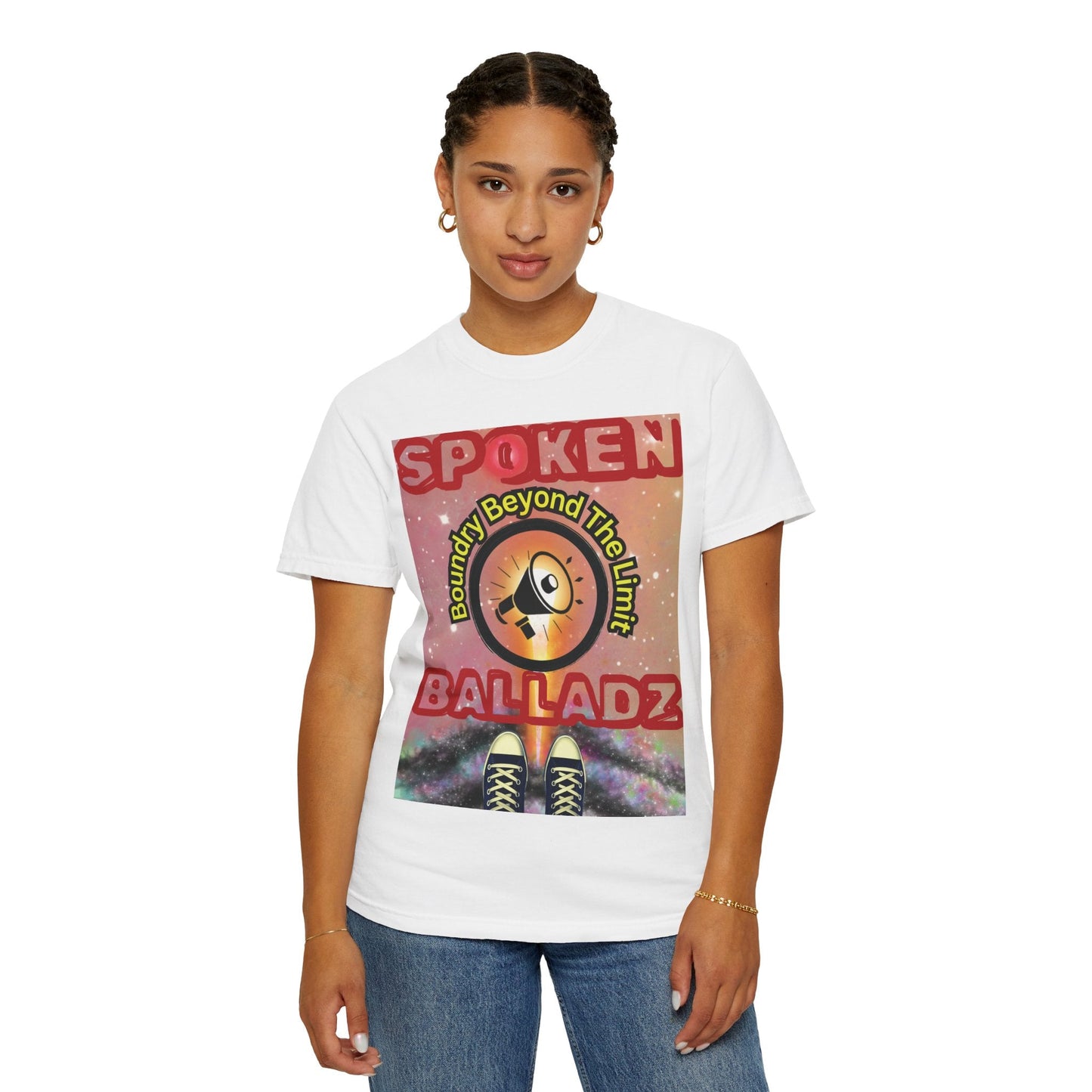 Spoken Balladz Unisex Garment-Dyed 'Universe At Your Feet' T-Shirt Printify