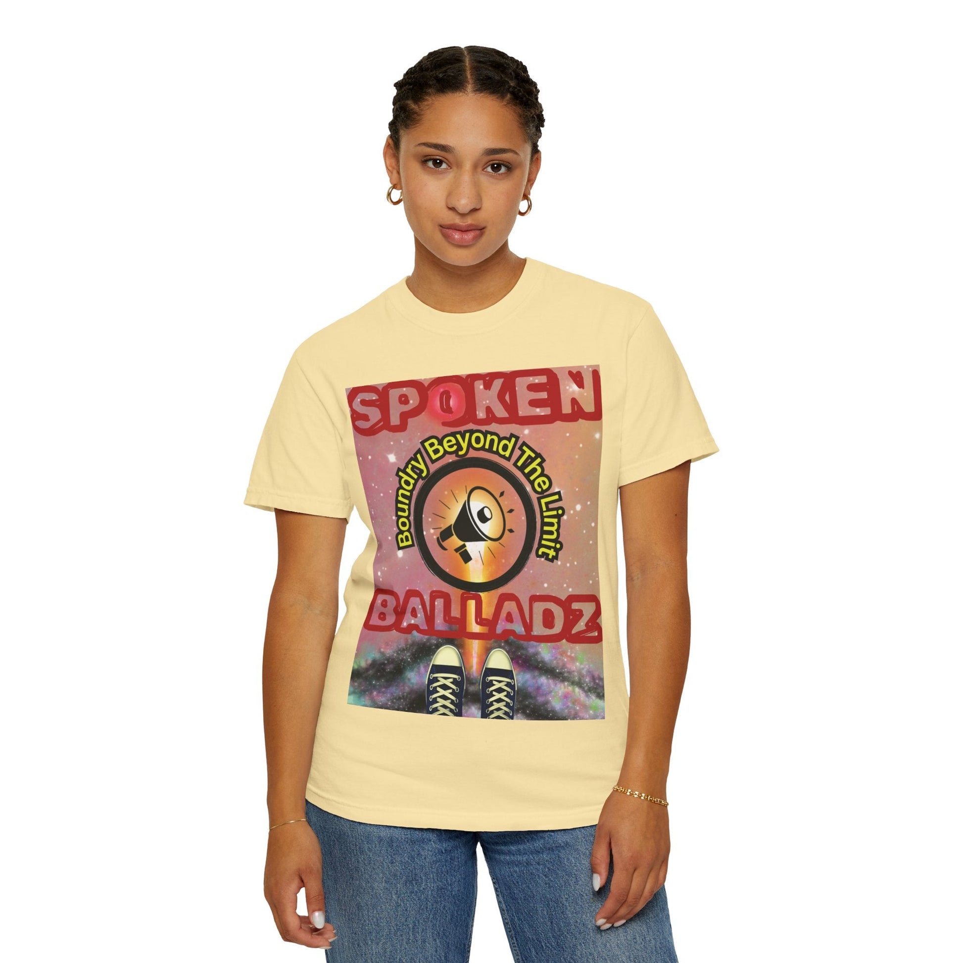 Spoken Balladz Unisex Garment-Dyed 'Universe At Your Feet' T-Shirt Printify