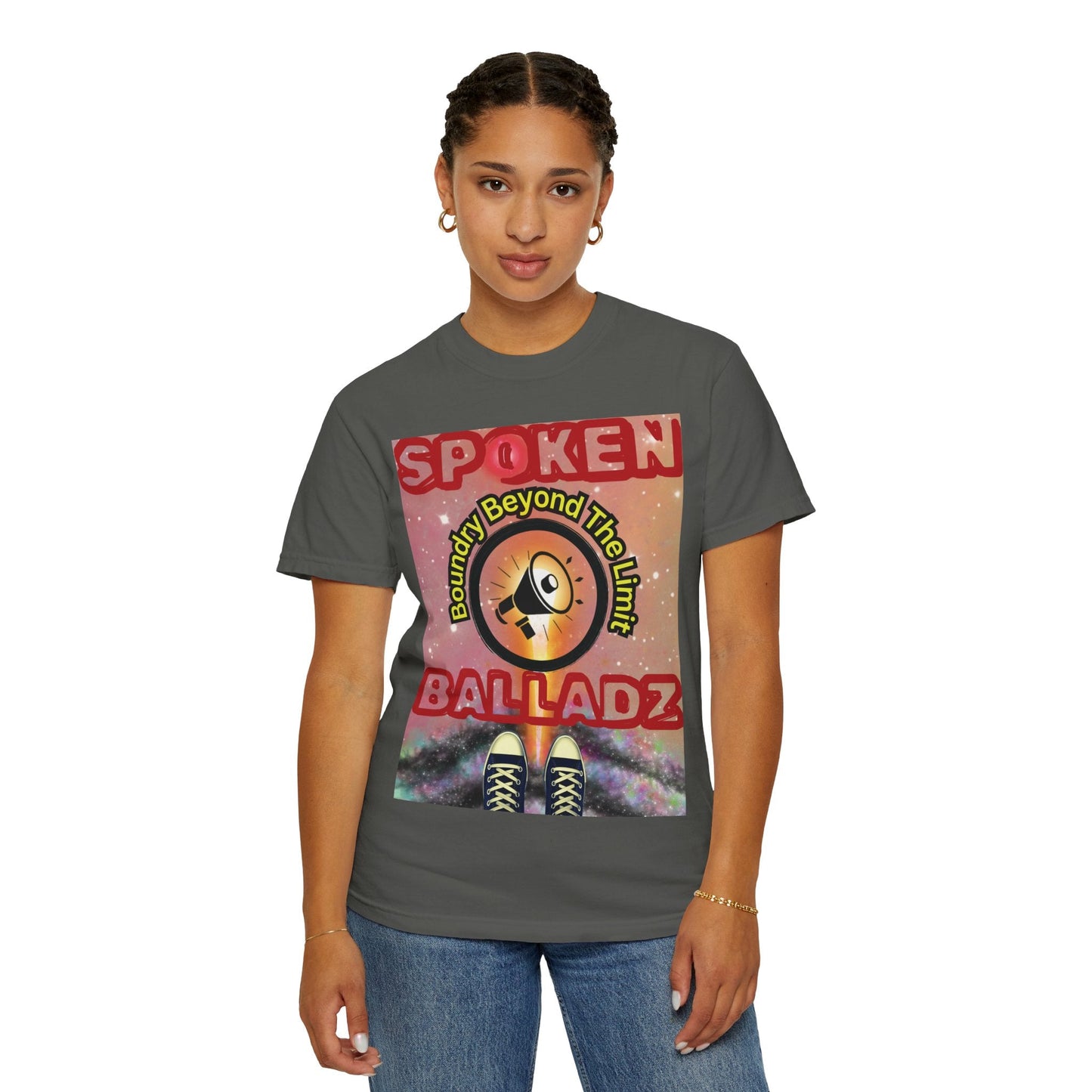 Spoken Balladz Unisex Garment-Dyed 'Universe At Your Feet' T-Shirt Printify