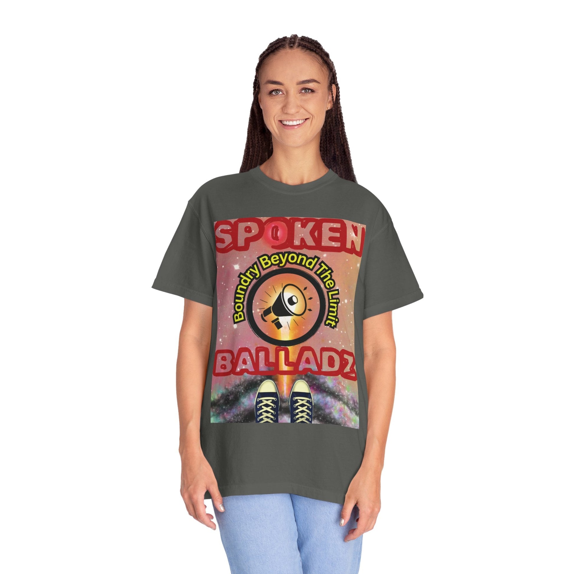 Spoken Balladz Unisex Garment-Dyed 'Universe At Your Feet' T-Shirt Printify