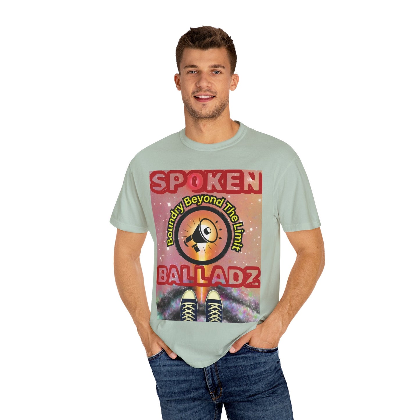 Spoken Balladz Unisex Garment-Dyed 'Universe At Your Feet' T-Shirt Printify